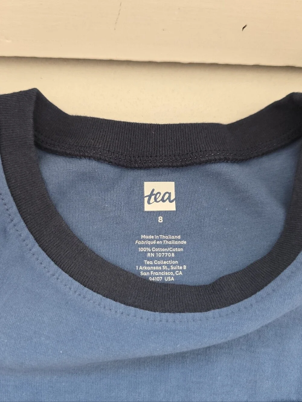 Tea Collection Boys' Blue Tee with Navy Collar